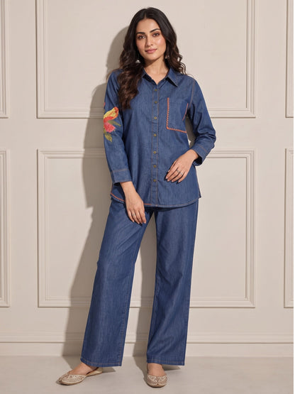 Lipi Italy Embroidery Denim Co-ord Set