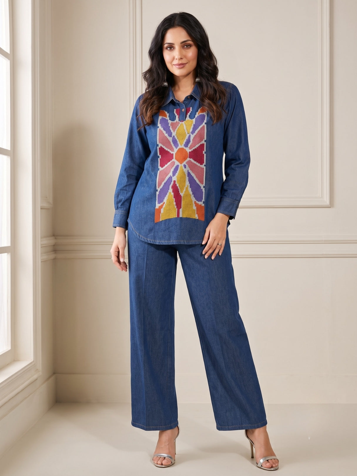Lipi Spain Embroidery Denim Co-Ord Set