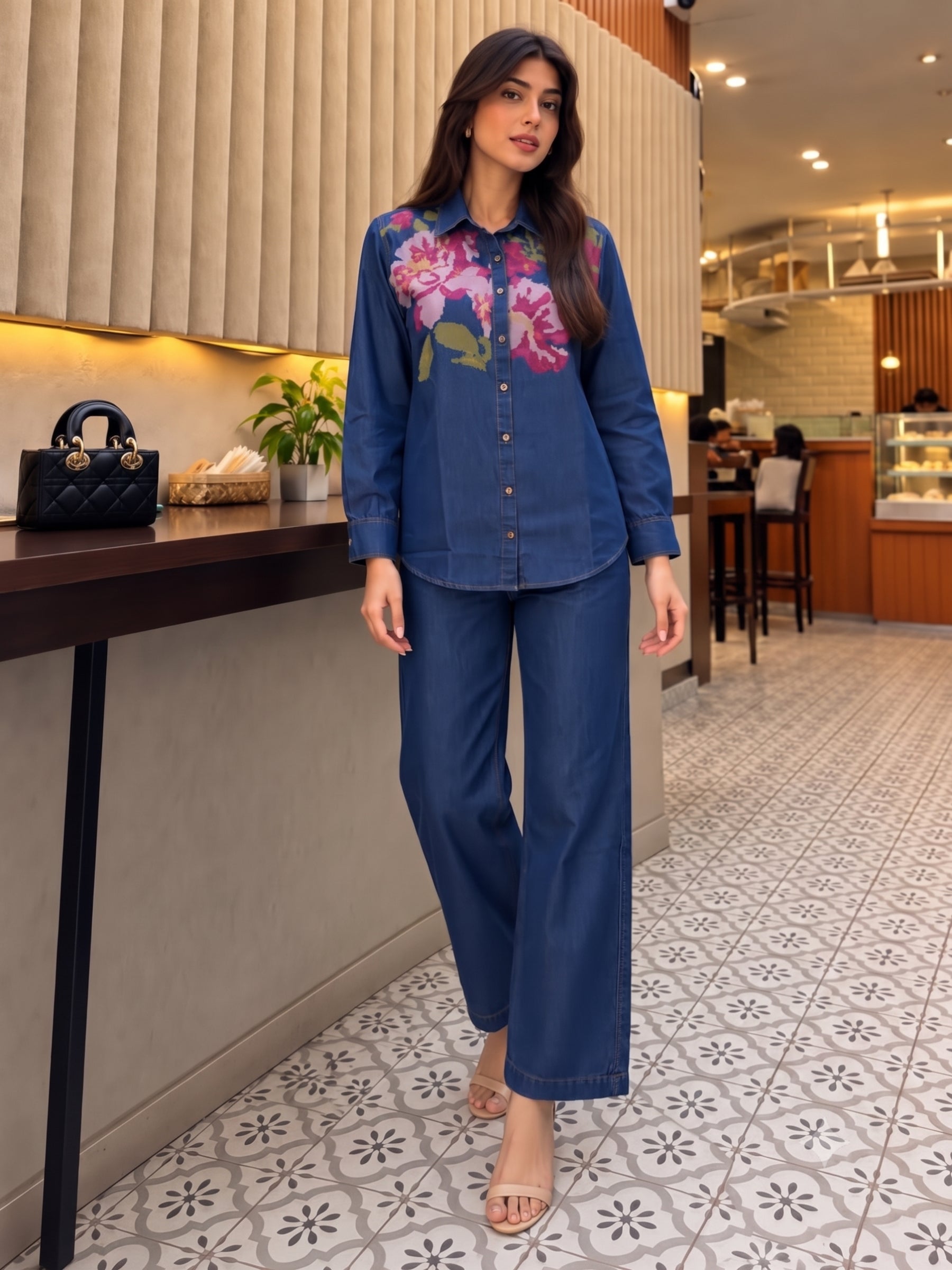 Lipi Univ Embroidery Denim Co-Ord Set