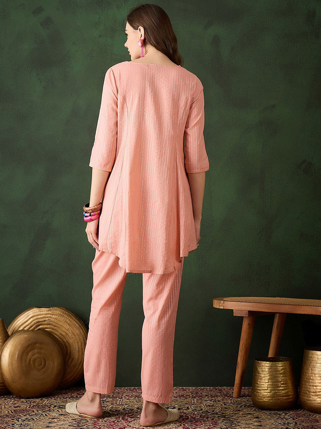 Striped Pure Cotton Kurta With Salwar