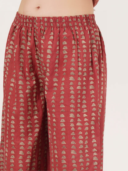 Women Floral Printed Regular Pure Cotton Kurta with Palazzos