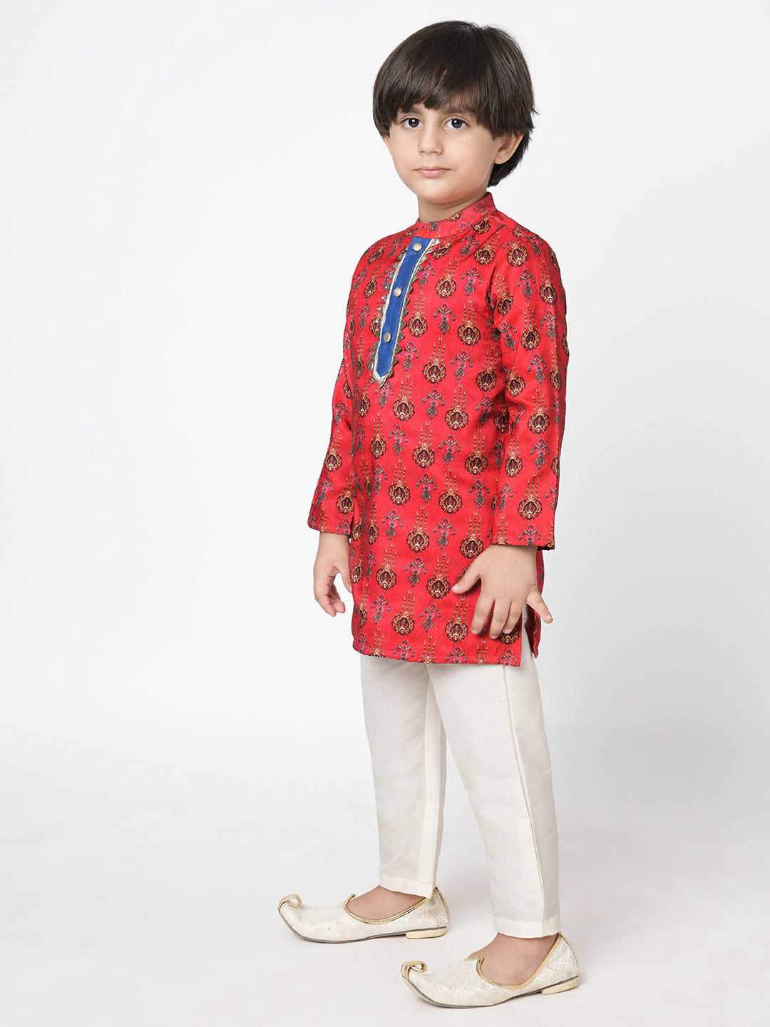 Ethnic Twist Boys Red print Kurta Pant set