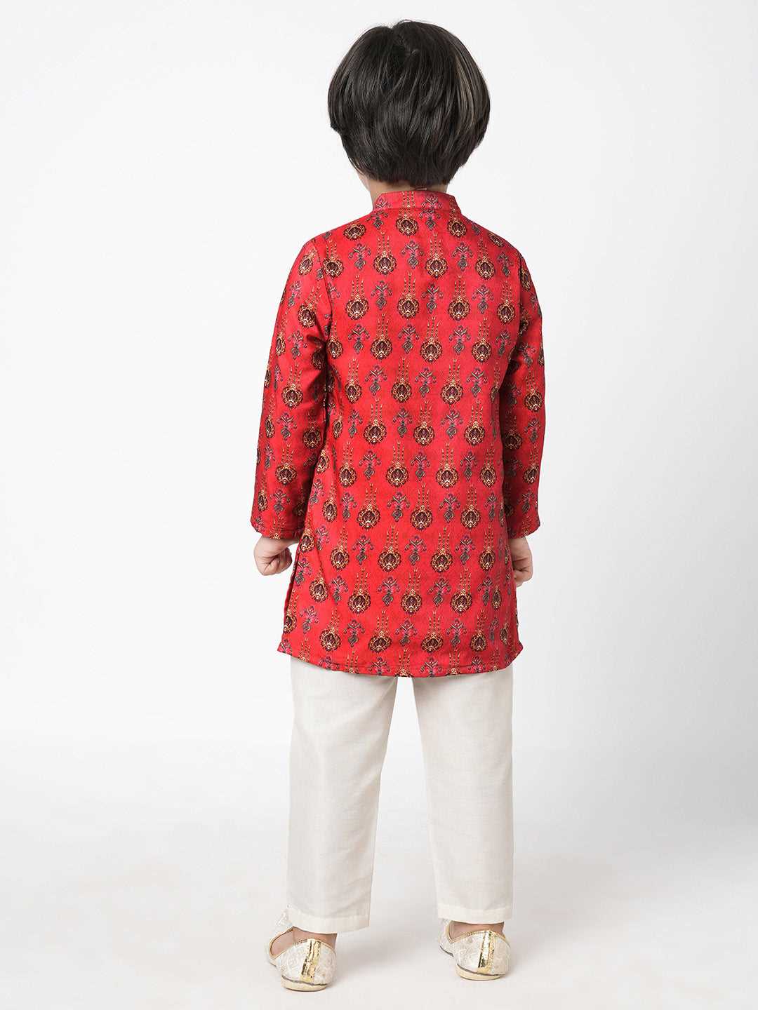 Ethnic Twist Boys Red print Kurta Pant set