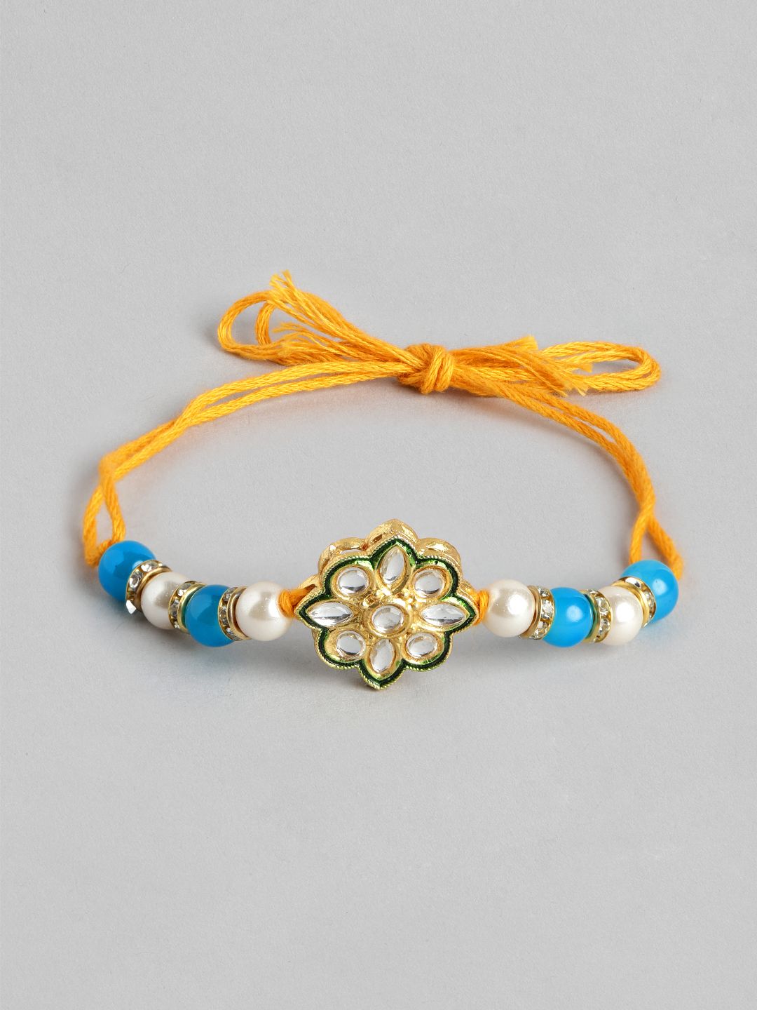 Dhiyona Unisex Set of 2 Beaded Bhai Bhabhi Rakhis With Roli & Chawal