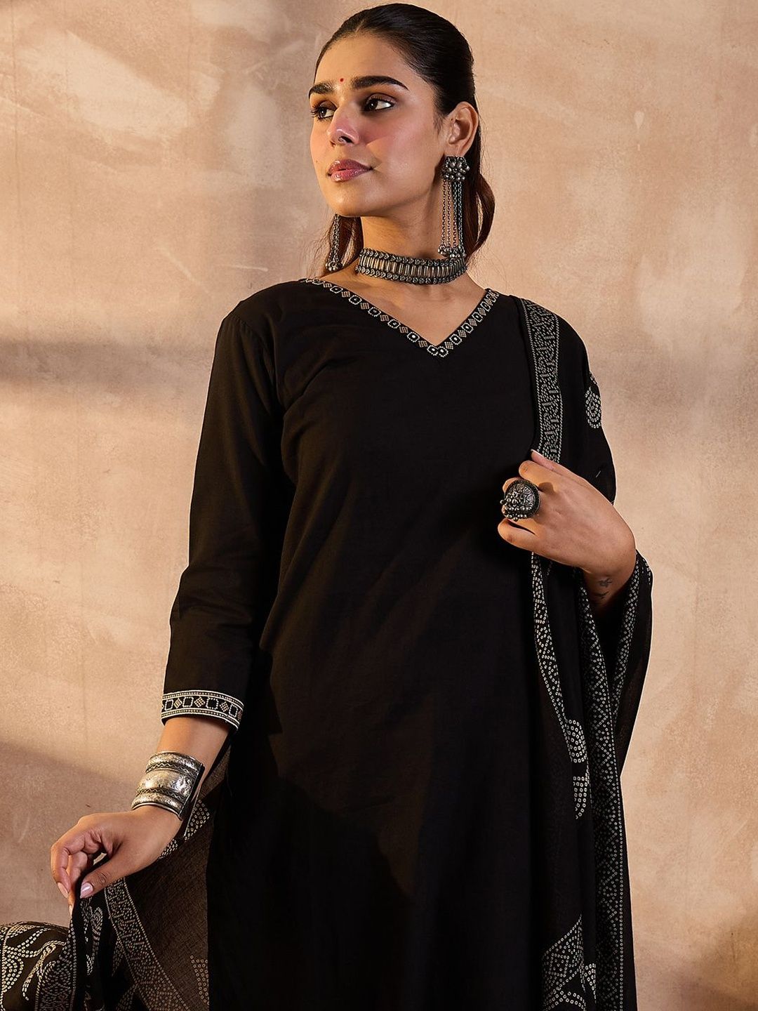 Women Ethnic Motifs Embroidered Pure Cotton Kurta with Trousers & Dupatta