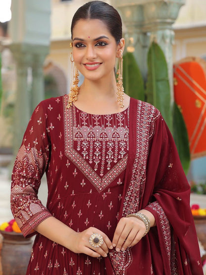 Dhiyona RR Women's Ethnic Motifs Printed Regular Kurta with Trousers & With Dupatta