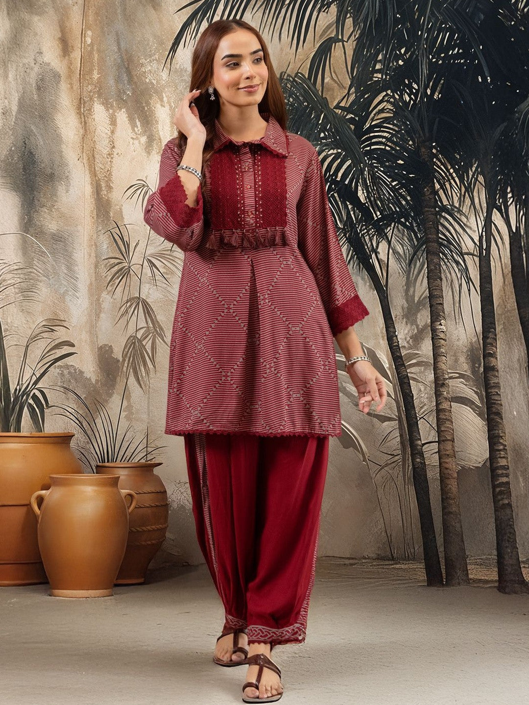Geometric Printed Straight Kurta with Patiala