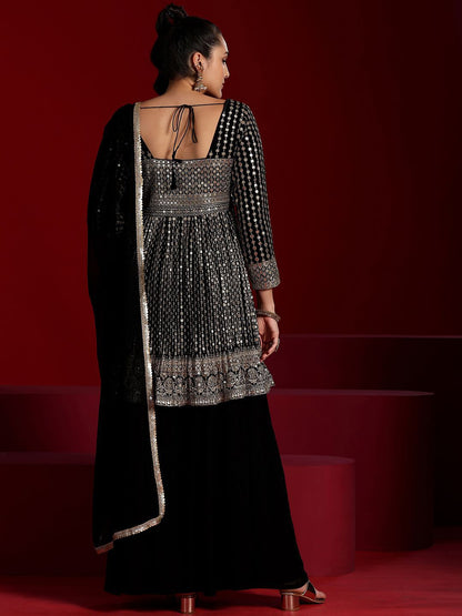 Dhiyona LL Embroidered Sequinned Kurti with Palazzos & Dupatta