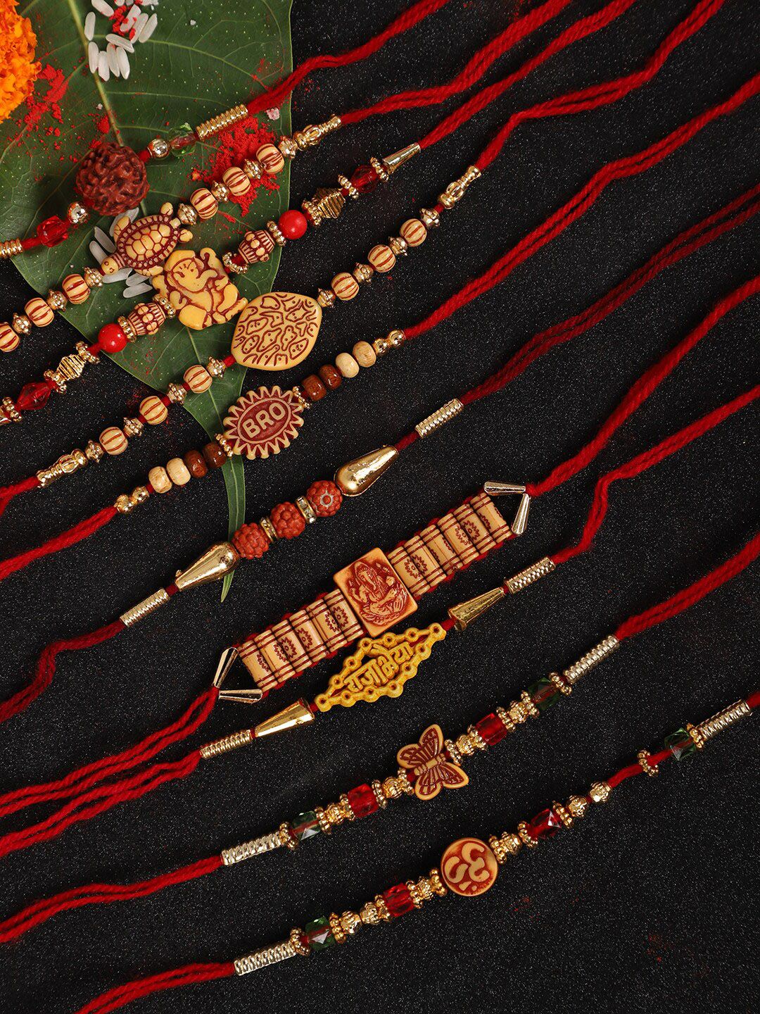 Dhiyona Set Of 10 Beaded Rakhi