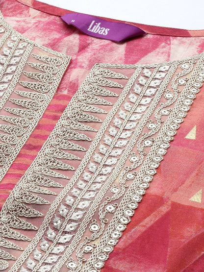 Women Printed Regular Sequinned Kurta with Trousers & With Dupatta