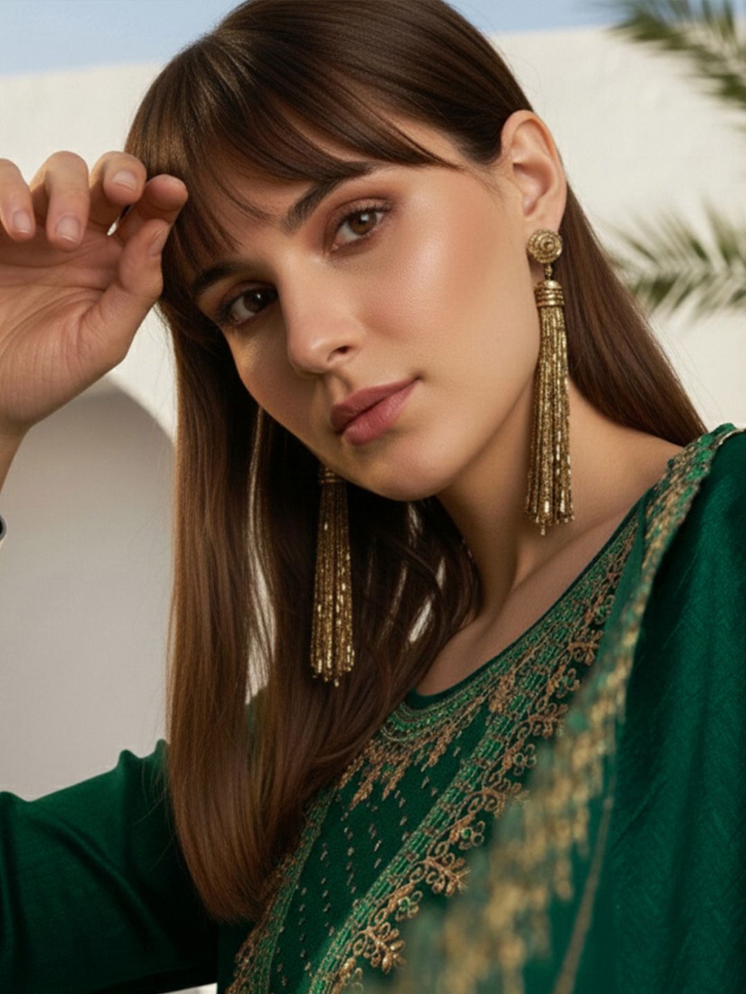 Dhiyona CH Women Ethnic Motifs Embroidered Panelled Thread Work Kurta with Trousers & With Dupatta