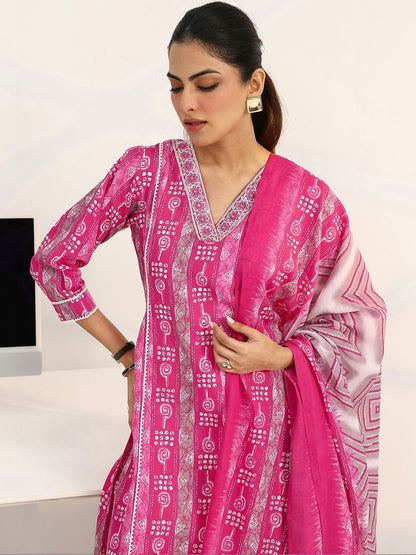 Women Ethnic Motifs Printed Regular Kurta with Trousers & With Dupatta
