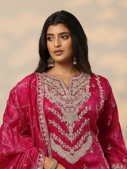 Dhiyona LL Women Ethnic Motifs Embroidered Kurta with Sharara & Dupatta