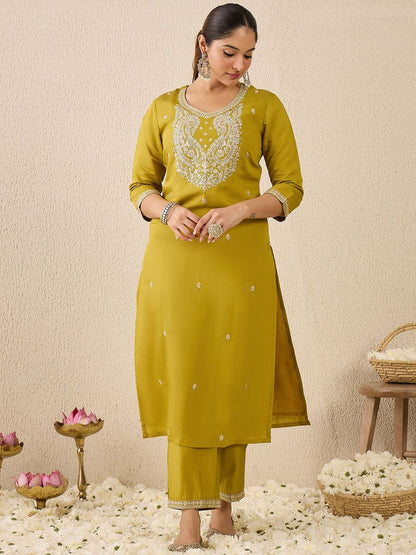 Dhiyona IE Women's Women Ethnic Motifs Printed Kurta with Trousers & Dupatta