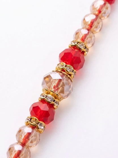 Dhiyona Set Of 2 Gold Toned Artificial Stones & Beads Bhaiya Bhabhi Rakhi With Roli Chawal