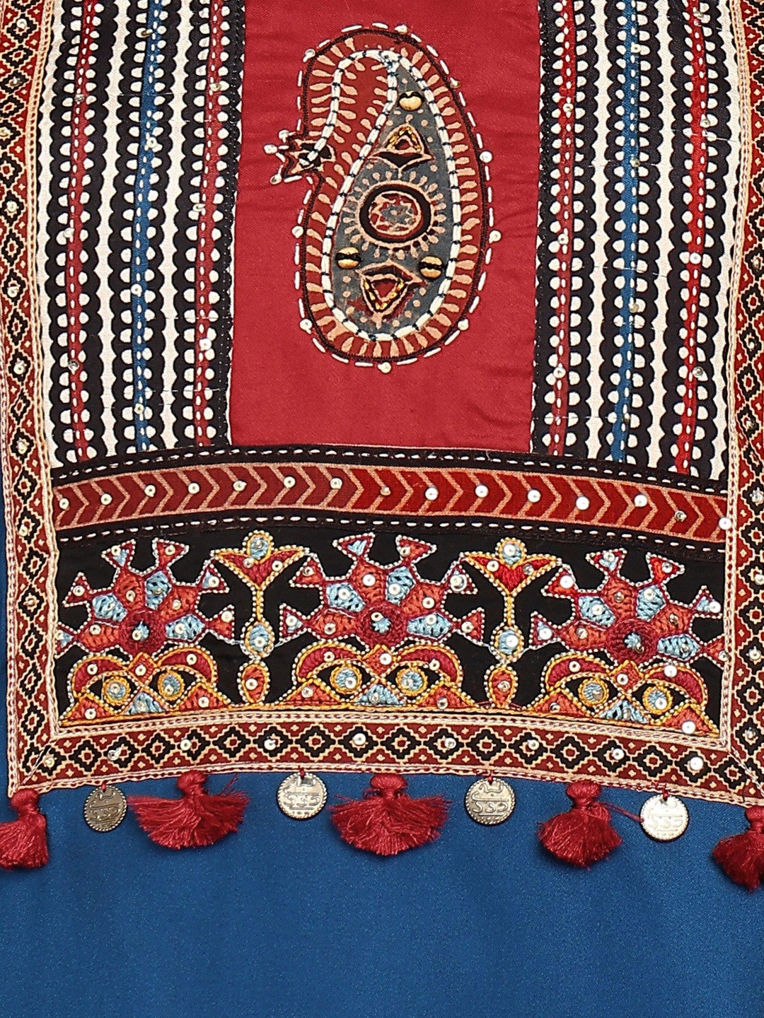 Women Ethnic Embroidered Regular Pure Cotton Kurta with Trousers & With Dupatta