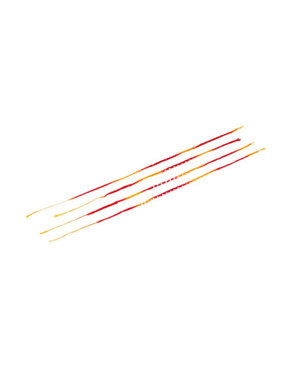 Dhiyona Men Set Of 4 Pearls Traditional Red Thread Rakhi With Roli Chawal For Rakshabandhan