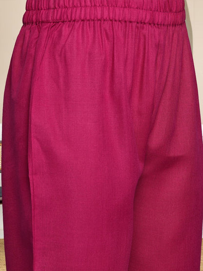 Pink Women Regular Kurta with Trousers