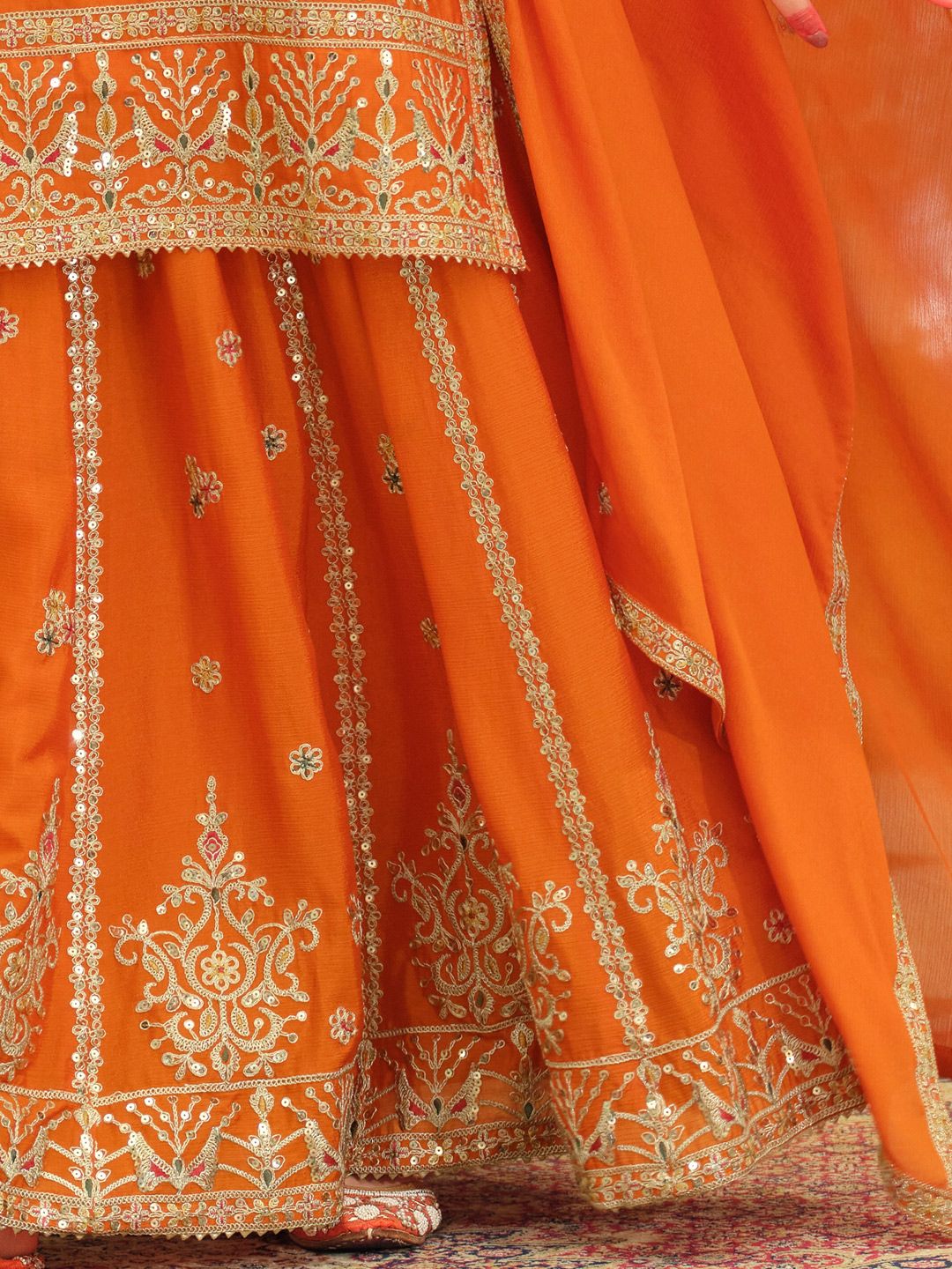 Women Ethnic Motifs Embroidered Kurta with Skirt & Dupatta