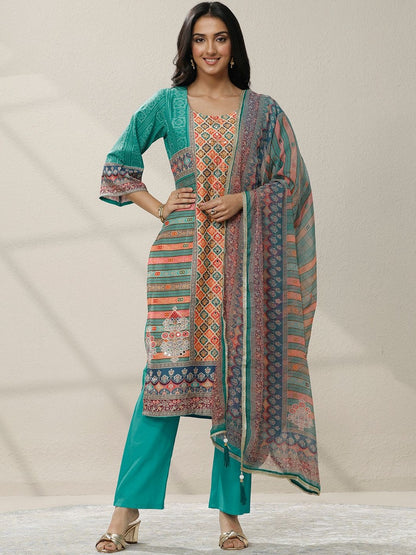 Women Ethnic Motifs Printed Regular Kurta with Trousers & With Dupatta