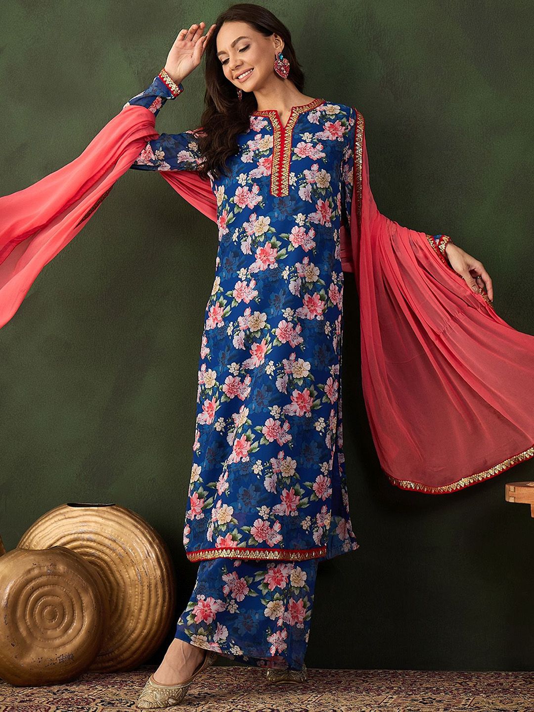 Dhiyona SN Printed Kurta, Palazzo With Dupatta