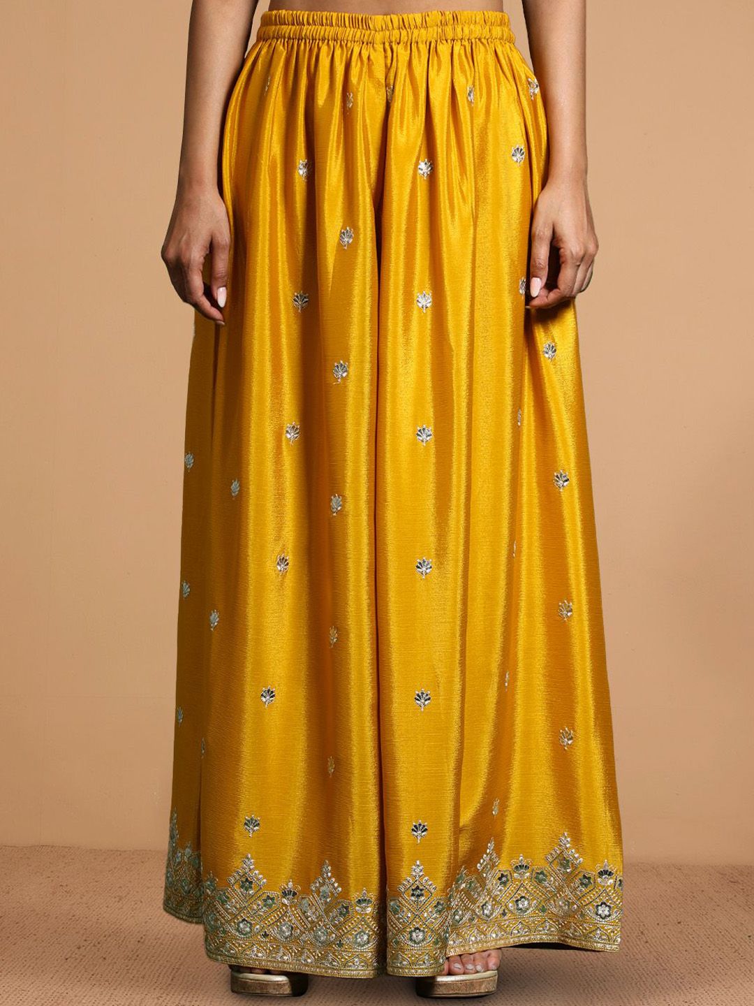 Dhiyona HOP Zari Embroidered Straight Kurta With Sharara & Dupatta