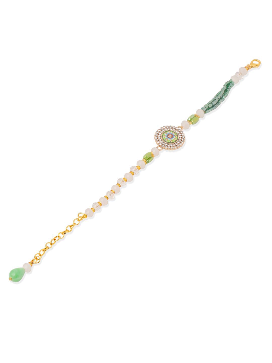 Dhiyona Artificial Stones & Beads Floral Wraparound Rakhi With Roli Chawal Chandan Mishri