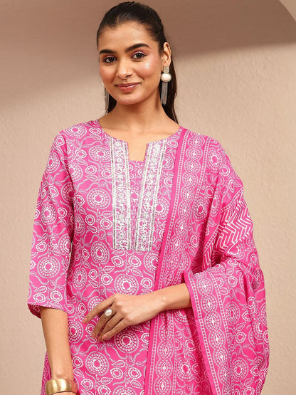 Women Ethnic Motifs Printed Regular Thread Work Kurta with Trousers & With Dupatta