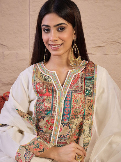 Dhiyona IN Women Ethnic Motifs Printed Kurta with Palazzo & Dupatta