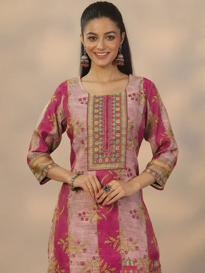 Women Floral Printed Regular Kurta with Trousers & With Dupatta