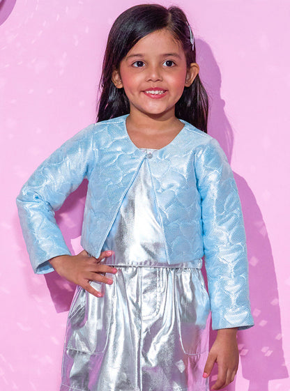 Girls Blue Shimmer Barbie Rockstar Shrug