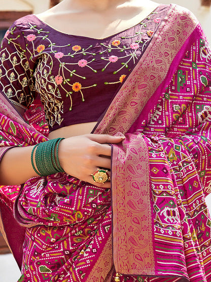 Women's Soft Silk Pink Woven Design Designer Saree With Blouse Piece