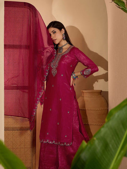 Dhiyona SN Women Floral Embroidered Kurta With Palazzos & Dupatta