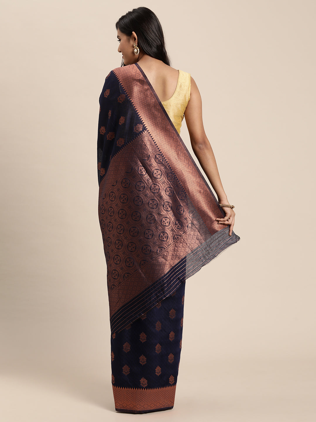 Dhiyona GR Women's Meera Navy Blue Silk Blend Saree