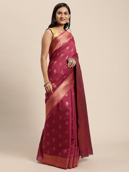 Dhiyona GR Women's Meera Magenta Pink Silk Blend Saree