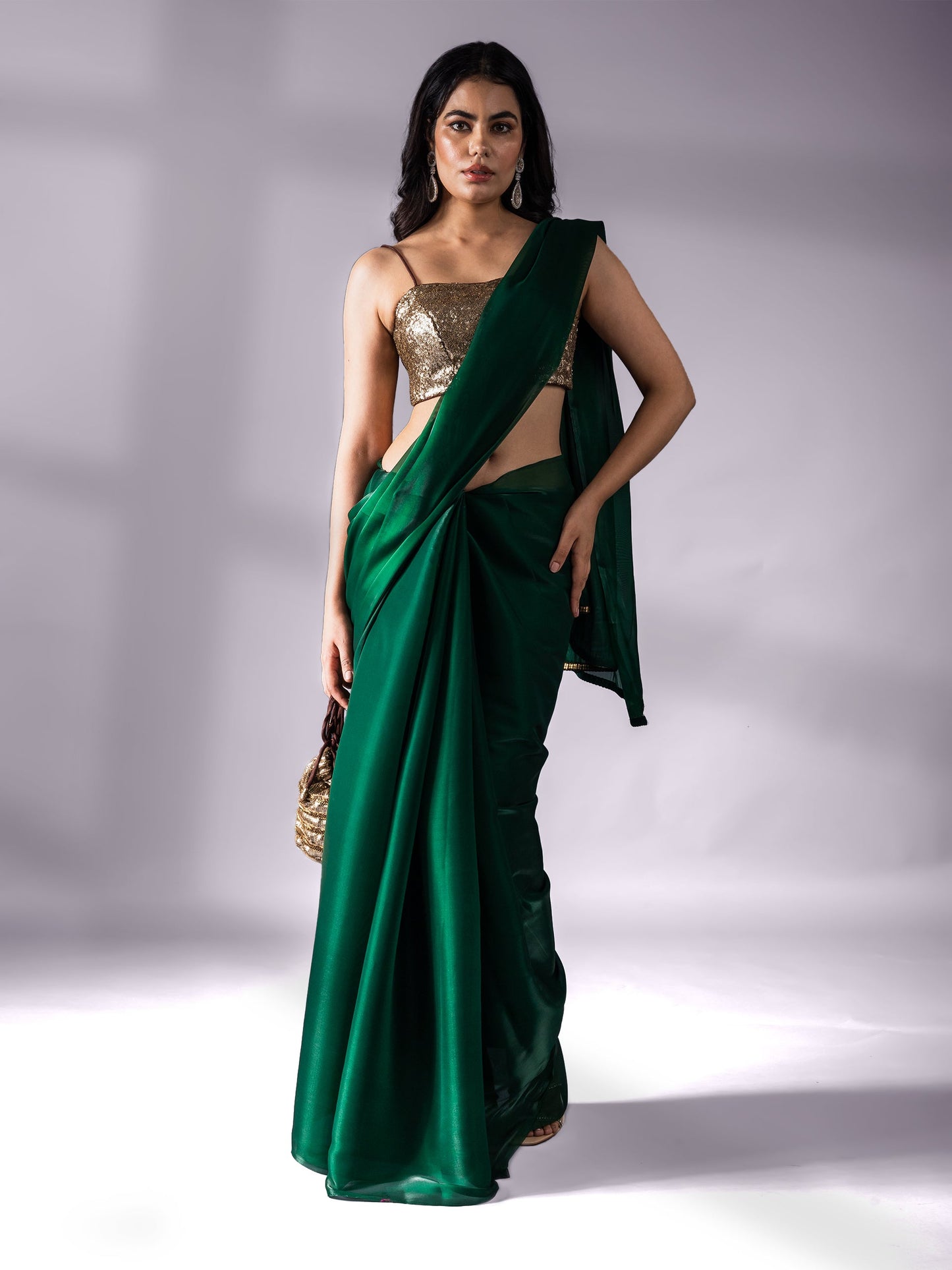 Dhiyona ST Metallic Emerald Green Saree
