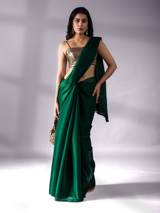 Dhiyona ST Metallic Emerald Green Saree