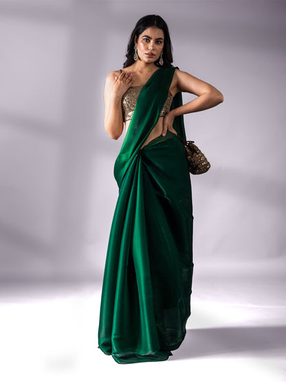 Dhiyona ST Metallic Emerald Green Saree