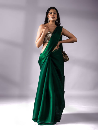 Dhiyona ST Metallic Emerald Green Saree