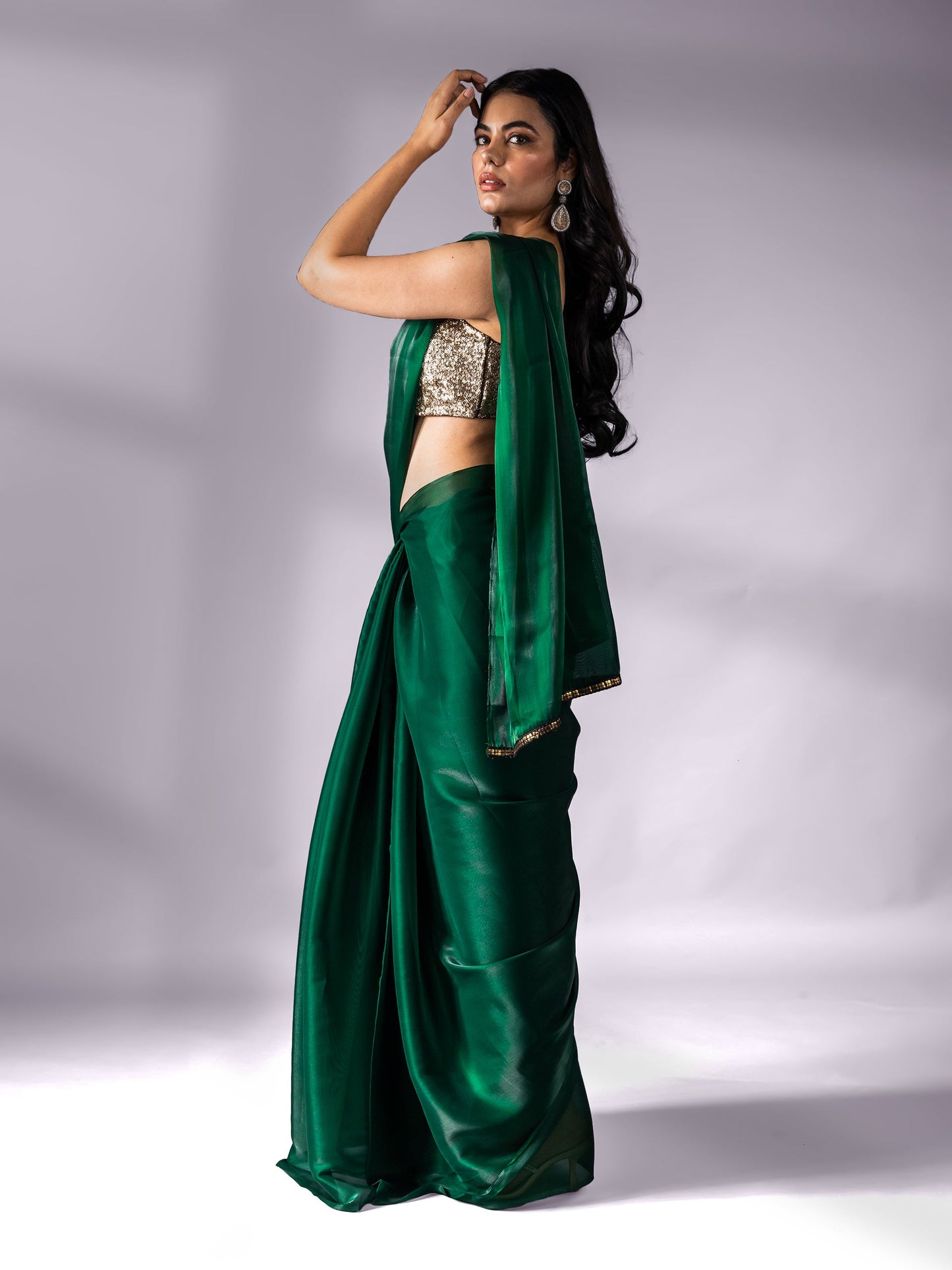 Dhiyona ST Metallic Emerald Green Saree
