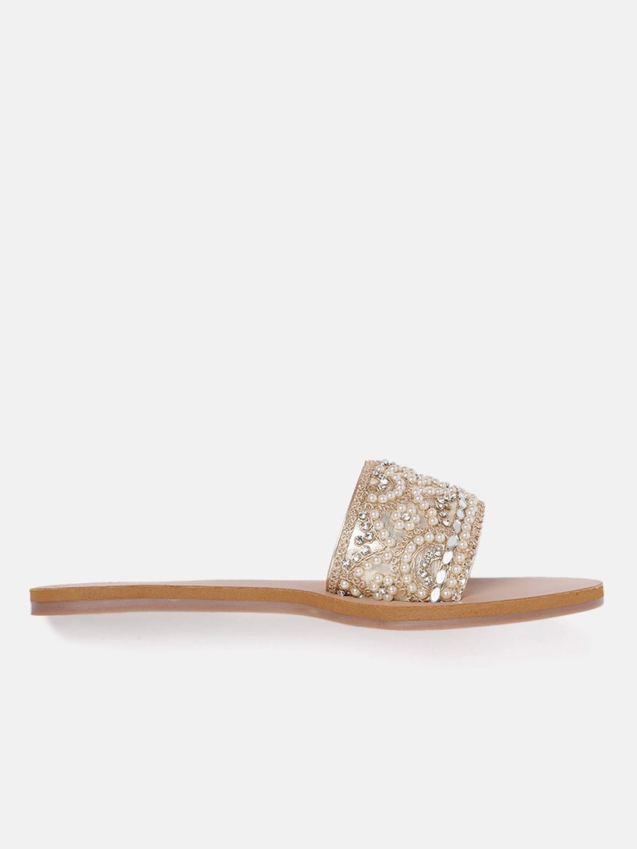 Dhiyona AK Women Ethnic Motif Embellished Open Toe Flats
