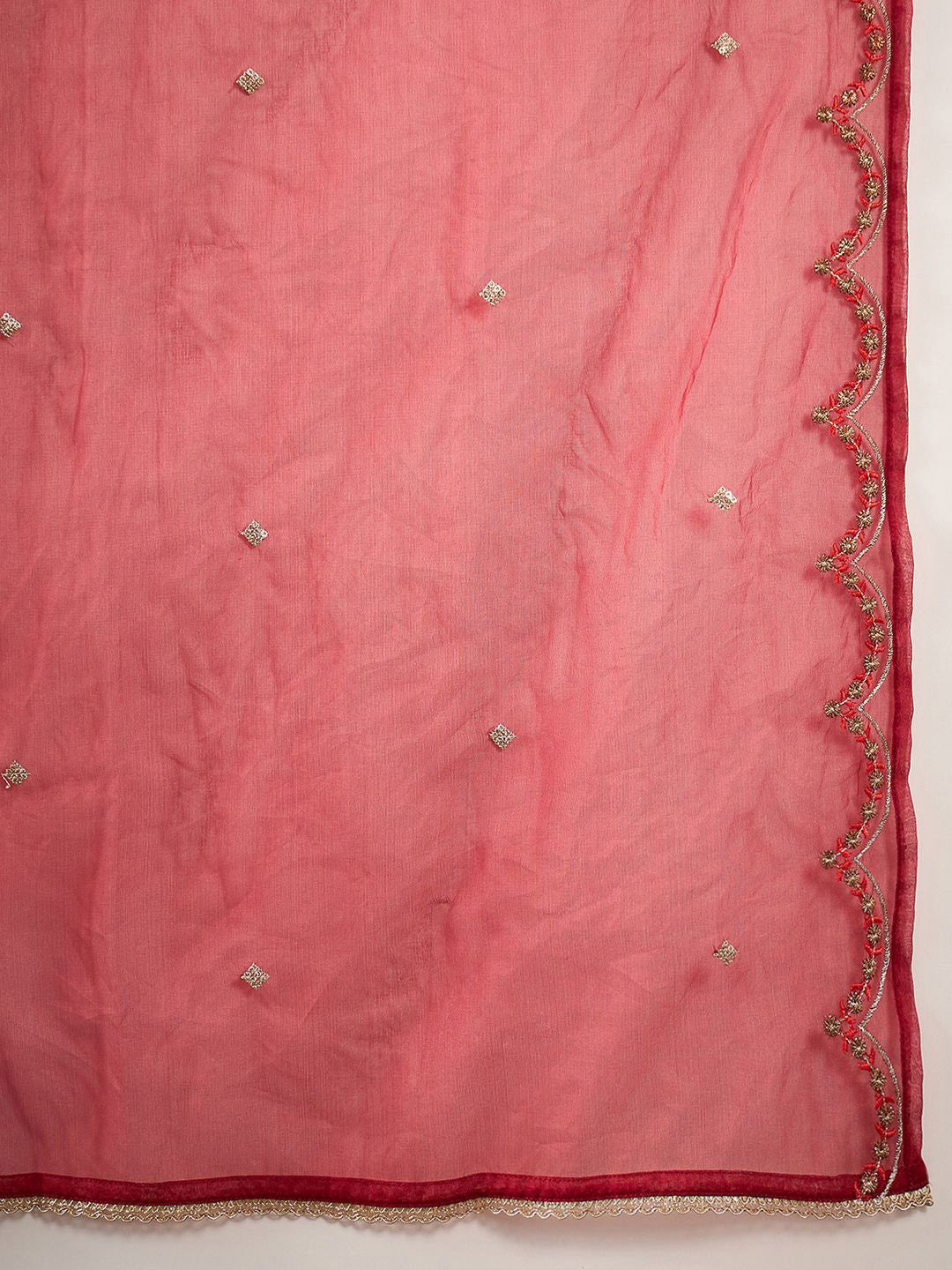 Embroidered A-Line Kurta & Trousers With Dupatta