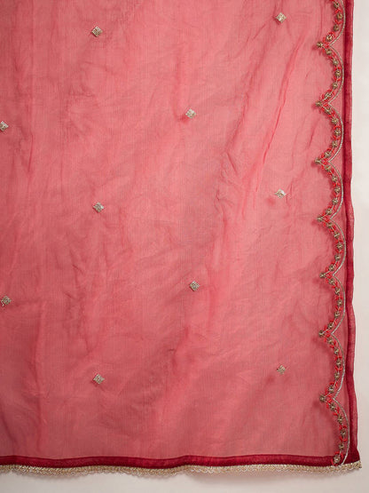 Embroidered A-Line Kurta & Trousers With Dupatta