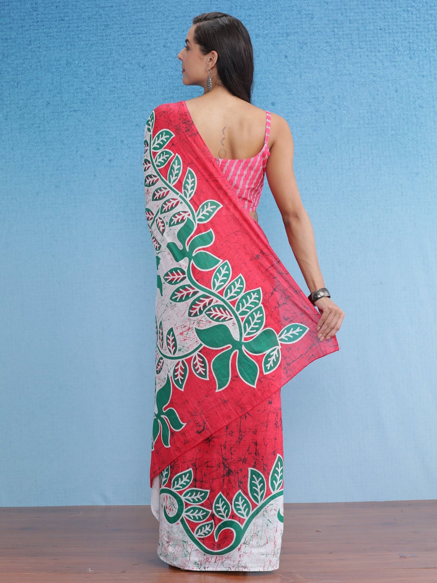 Women's Cotton Pink Printed Designer Saree With Blouse Piece