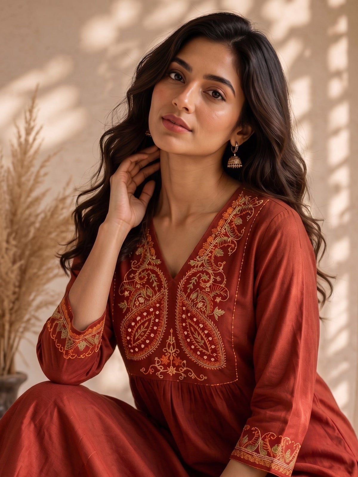 Mishka Ameth Embroidery Cotton Kurta Pant Set