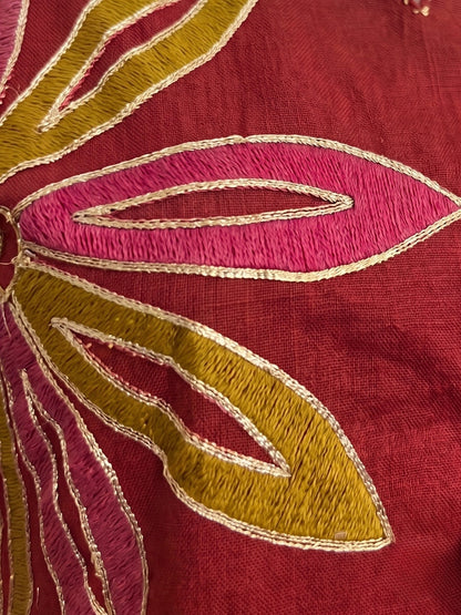 Mishka Saffron Embroidery Cotton Kurta Pant Set
