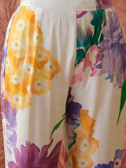 Printed Shirt Collar Kurta & Trousers
