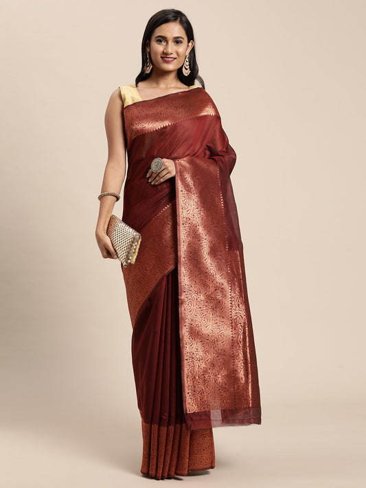 Dhiyona GR Women's Monalisa Maroon Silk Blend Saree