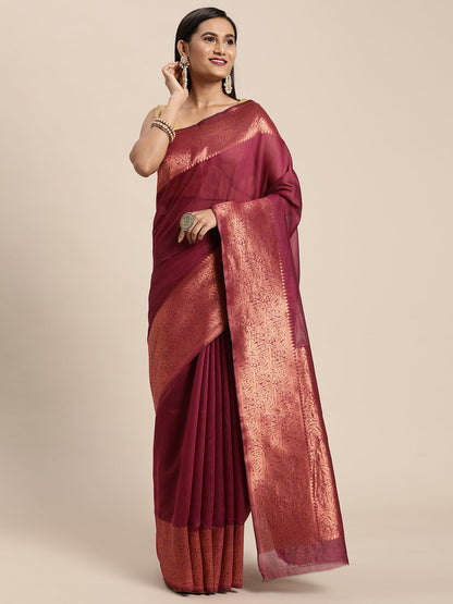 Dhiyona GR Women's Monalisa Plum Wine Silk Blend Saree