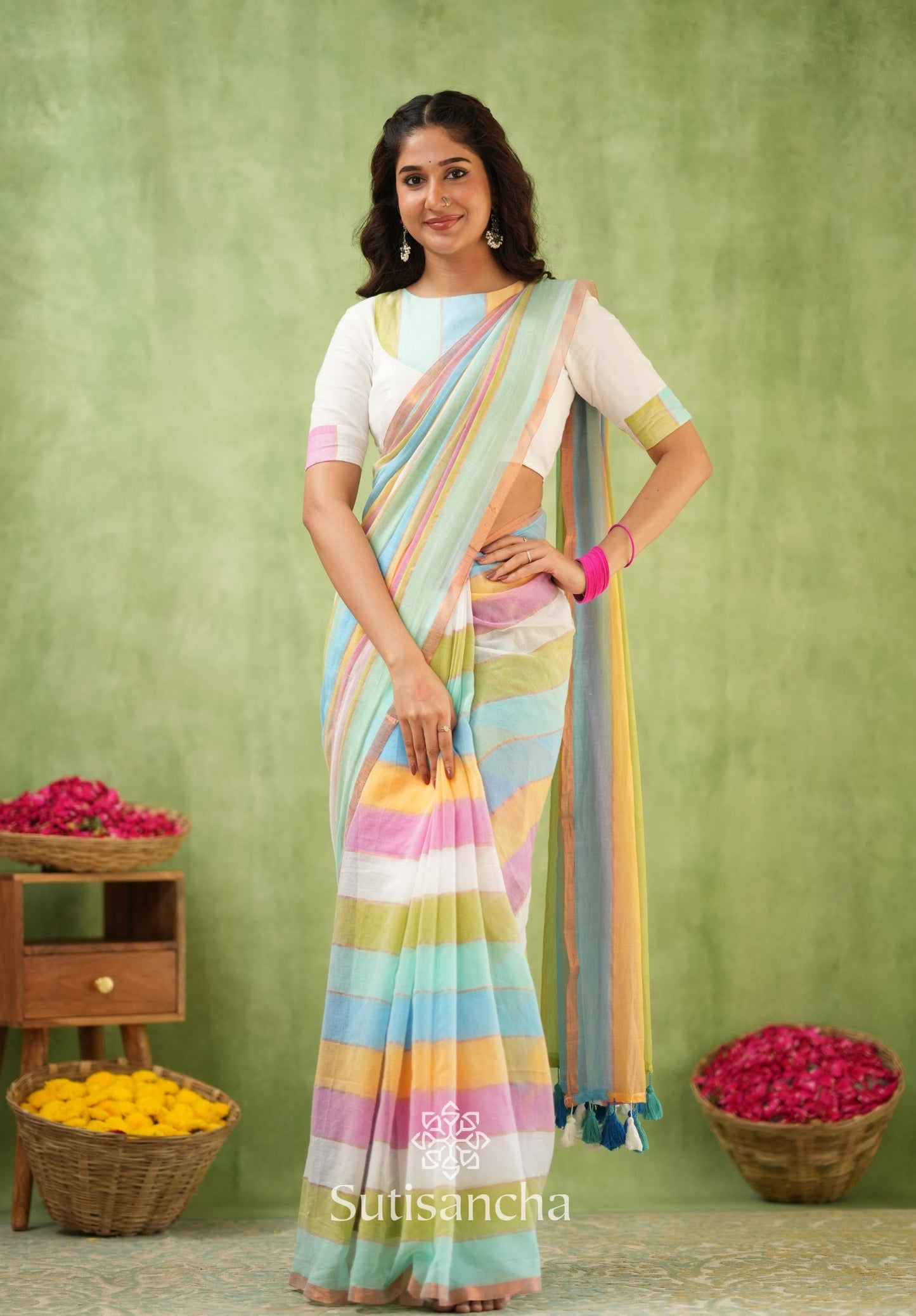 Dhiyona SS Threads of Joy – Multicolor Mul Cotton Magic